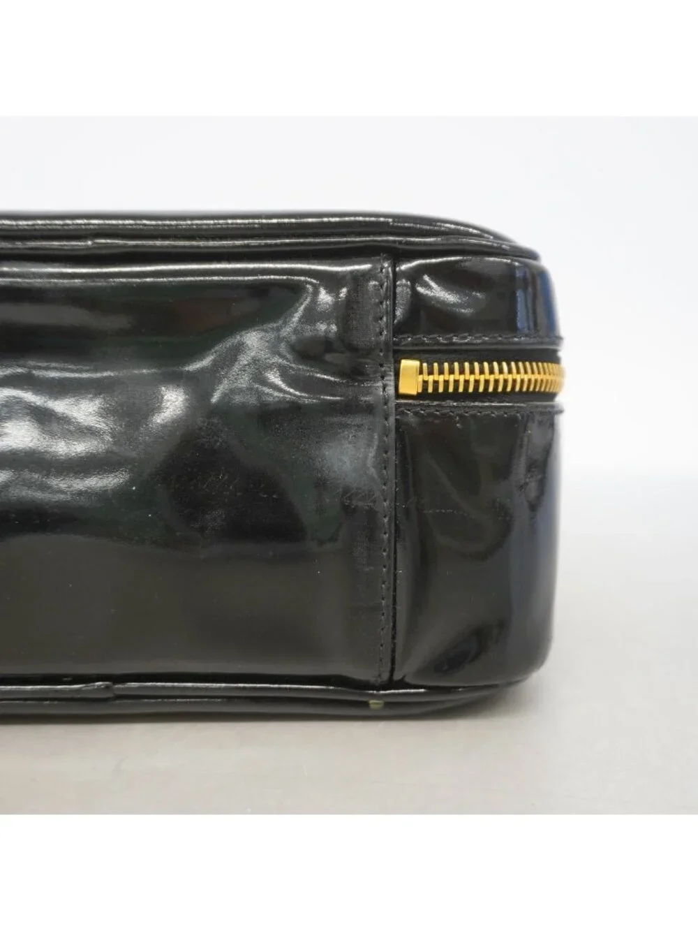Chanel Vanity Bag Patent Leather Black Gold 2-Way Bag